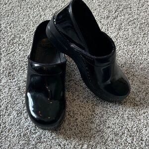 Dansko Black Patent Leather Clogs